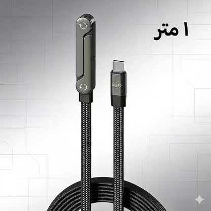 كابل شحن 2 في 1 مع حامل مخفي، شحن سريع بقوة 240 واط